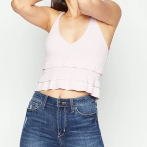 NWT BCBGeneration Black Peplum Ruffle Sweater Tank Top